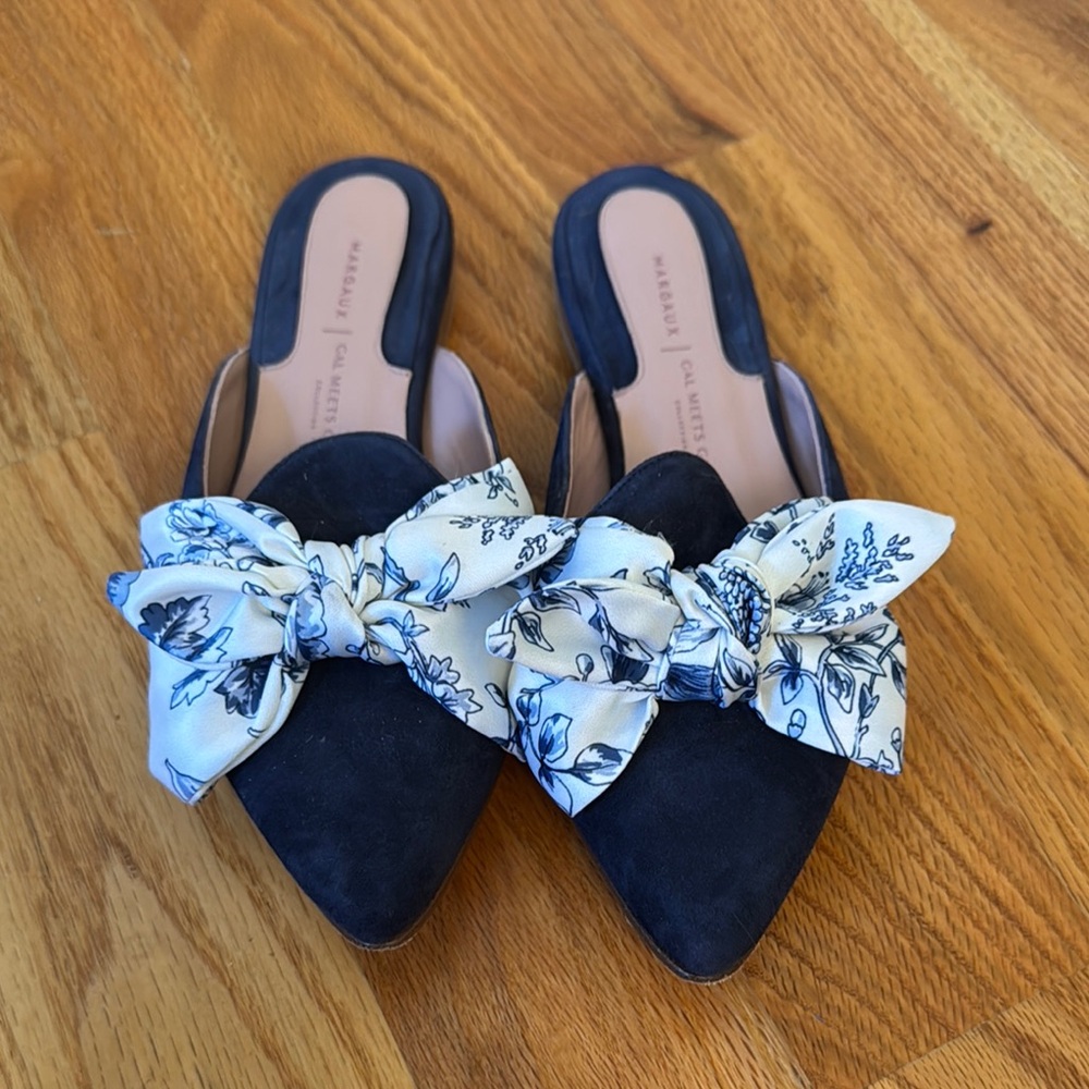 Blue and White Women's Mules